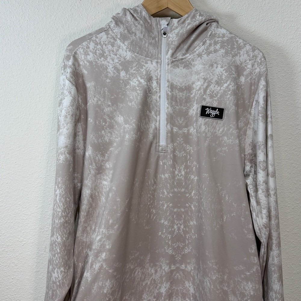 Waggle Beige Tie-Dye Quarter-Zip Hoodie Golf size Large - Picture 3 of 9